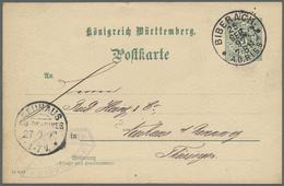 GA Württemberg - Ganzsachen: 1897. Postkarte 5 Pf Grün Ziffer Mit Perfin "G.B.". Gebraucht Von "Biebera - Andere & Zonder Classificatie