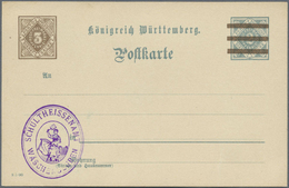 GA Württemberg - Ganzsachen: 1908. Aufbrauchkarte 3 Pf Braun Auf (2 Pf Grau), Druckdatum "8 5 00", Unge - Autres & Non Classés