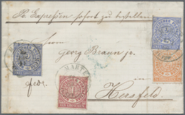 Br Norddeutscher Bund - Marken Und Briefe: 1868, 1/2 Gr Orange, 1 Gr Rot Und 2x 2 Gr Ultramarin Auf EXP - Other & Unclassified