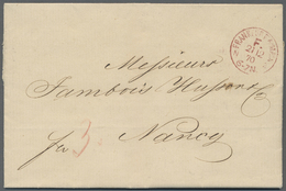 Br Norddeutscher Bund - Marken Und Briefe: 1870, "FRANKFURT A. MAIN F." Roter Franco-K1 Und Taxe "3" Au - Andere & Zonder Classificatie