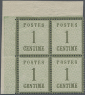 **/* Elsass-Lothringen - Marken Und Briefe: 1870/1871, 1 Ctm. Grün Im 4er-Block Aus Der Li. Oberen Bogene - Andere & Zonder Classificatie