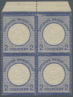 **/ Deutsches Reich - Brustschild: 1872, Großer Brustschild 2 Gr. Ultramarin, Im Postfrischen Luxus-Vier - Nuovi