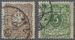 O Deutsches Reich - Pfennige: 1879/1892, 25 Pfennige Dunkelbraun (gepr. Jäschke BPP) Und 5 Pf Breite M - Lettres & Documents