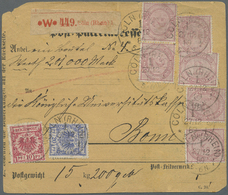 Br Deutsches Reich - Pfennige: 1889, Wertpaketkartenstammteil über 201.000 Mark, Frankiert Mit 13 Werte - Lettres & Documents