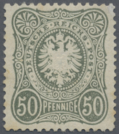 * Deutsches Reich - Pfennige: 1877, 50 Pfennige Mit Farbänderung Graugrün In Ungebraucht Mit Orginalgu - Lettres & Documents