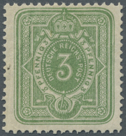 ** Deutsches Reich - Pfennig: 3 Pfg. Frühauflage Gelblichgrün ALS BREITE MARKE. Sehr Seltene Abartenkom - Unused Stamps