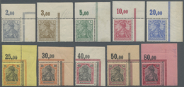 */** Deutsches Reich - Germania: 1900, Freimarken Germania 2 Pf Bis 80 Pf, Einheitlicher Eckrandsatz Oben - Unused Stamps