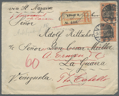 Br Deutsches Reich - Germania: 1901, 30 Pfg. Reichspost Im Senkrechten Paar Auf Eingeschriebenem Überse - Unused Stamps