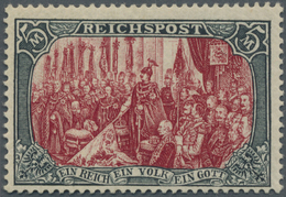 * Deutsches Reich - Germania: 1900, 5 Mark Reichspost, Grünschwarz/bräunlichkarmin, Type II, Sauber Un - Unused Stamps