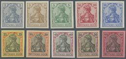 ** Deutsches Reich - Germania: 1902, 2 - 80 Pfg. Germania Ungezähnt Als Postfrischer Satz Mit Der Besse - Unused Stamps