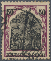 O Deutsches Reich - Germania: 1915, 50 Pfennig Germania Kriegsdruck, Gebraucht Mit Datumbrücken-Gitter - Neufs