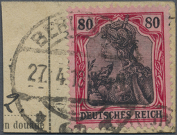 Brfst Deutsches Reich - Germania: 1919, 80 Pfg. Germania Kriegsdruck, Karminrot (metallisch Glänzend)/schw - Neufs