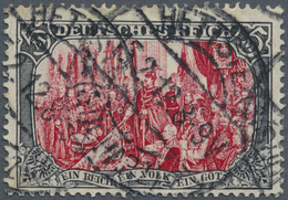 O Deutsches Reich - Germania: 1905, 5 Mark Schwarz/rot,  Sog. MINISTERDRUCK, Gebraucht Mit Datumbrücke - Unused Stamps
