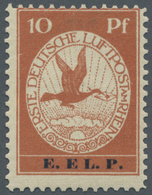 ** Deutsches Reich - Germania: 1912, Flugpostausgabe 10 Pf Braunrot Mit Aufdruck E.EL.P., Tadellos Post - Unused Stamps