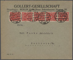 Br Deutsches Reich - Inflation: 1922, 10 M. Posthorn Ohne Sichtbaren Unterdruck Im Senkrechten 5er-Stre - Brieven En Documenten