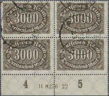 O Deutsches Reich - Inflation: 1923, 3000 Mk Schwarzbraun, Gestempelter Viererblock Mit Vollständiger - Brieven En Documenten