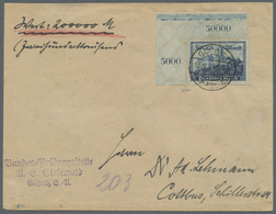 Br Deutsches Reich - Inflation: 1923, 5000 M Schwarzblau, Linkes Oberes Eckrandstück Als Portogerechte - Lettres & Documents
