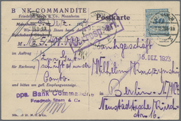 Br Deutsches Reich - Inflation: 1923, 50 Mrd. Als Einzelfrankatur Auf Bank-Postkarte Von Mannheim Nach - Lettres & Documents