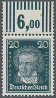 ** Deutsches Reich - Weimar: 1926, Freimarken: Berühmte Deutsche, 20 Pf Beethoven, Oberrandstück Im Sel - Ongebruikt