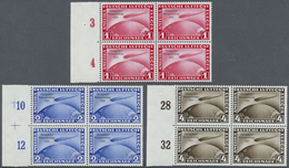 **/ Deutsches Reich - 3. Reich: 1933, „CHICAGOFAHRT” 1-4 RM, Kompletter Satz Im Viererblock Einheitlich - Unused Stamps