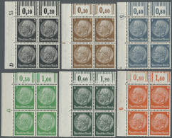 ** Deutsches Reich - 3. Reich: 1933, 1 Bis 100 Pf Hindenburg Jeweils Im 4er-Block Aus Der Linken Oberen - Unused Stamps