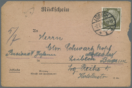 Br Deutsches Reich - 3. Reich: 1933, 30 Pfg. Hindenburg Auf Nachgesandter Rückscheinkarte Aus "LÜBECK 2 - Ongebruikt