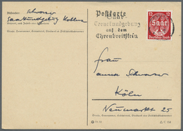 Br Deutsches Reich - 3. Reich: 1934. Saarabstimmung 12 Pf Auf Postkarte Mit Ersttagsstpl. "Koblenz 26.8 - Neufs