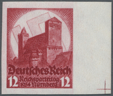 ** Deutsches Reich - 3. Reich: 1934, 12 Pfg. Reichsparteitag UNGEZÄHNT Vom Rechten Bogenrand Mit Passer - Neufs