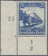 ** Deutsches Reich - 3. Reich: 1935, 25Pf. Eisenbahn, Linke Untere Bogenecke Mit Der Platten-Nr.1 Und F - Neufs