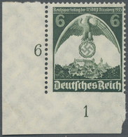 * Deutsches Reich - 3. Reich: 1935, 6 Pf Reichsparteitag Nürnberg, Ungebrauchte Bogenecke Unten Links, - Neufs