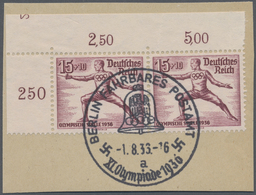 Brfst Deutsches Reich - 3. Reich: 1936, 15Pf. Olympiade Im Waagerechten Eckrandpaar Oben Links Mit äußerst - Unused Stamps