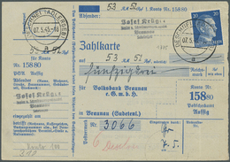 Br Deutsches Reich - 3. Reich: 1941, 20 Pfg. Hitler Als Portogerechte Einzelfrankatur Auf Zahlkarte Aus - Ongebruikt