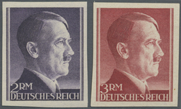 ** Deutsches Reich - 3. Reich: 1942, 2 RM Und 3 RM Hitler Ungezähnt, Tadellos Postfrisch, Jeweils Signi - Ongebruikt