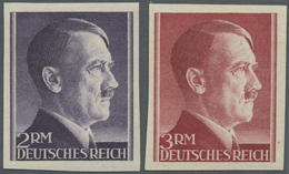 ** Deutsches Reich - 3. Reich: 1942, 2 RM Und 3 RM Hitler Ungezähnt, Tadellos Postfrisch, Jeweils Signi - Neufs