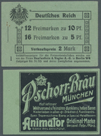 Deutsches Reich - Markenheftchen: 1910, 2 M. Germania-Markenheftchen, Nur Deckel, Etwas Leimfleckig, - Libretti