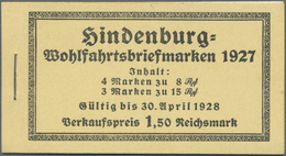 * Deutsches Reich - Markenheftchen: 1927, 1,50 M. Hindenburgspende-Markenheftchen Mit Dicken Deckelsei - Booklets