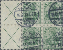 O Deutsches Reich - Markenheftchenblätter: 1910, Germania-Heftchenblatt Ohne Rand Mit 2 Diagonalkreuze - Carnets