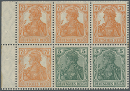 * Deutsches Reich - Markenheftchenblätter: 1910 - 1919, 5 + 7½ Pf. Germania Heftchenblatt Orange + Grü - Libretti