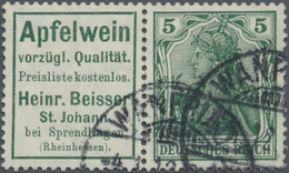 O Deutsches Reich - Zusammendrucke: 1910, X + 5 Pf. Germania, Waagerechter Zusammendruck, Dunkelbläuli - Se-Tenant