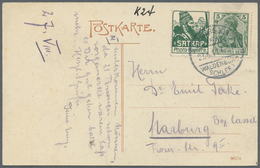 Br Deutsches Reich - Zusammendrucke: 1911, Reklame "Satrap-Photo-Papier" + 5 Pfg. Germania, Waagerechte - Zusammendrucke