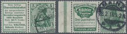 O Deutsches Reich - Zusammendrucke: 1911, Reklame "Übersichtstabellen" + 5 Pfg. Germania, Waagerechter - Zusammendrucke