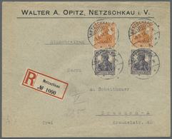 Br Deutsches Reich - Zusammendrucke: 1917, Germania 7 1/2 + 15 Pf Zweimal Senkrechter ZD Auf R-Brief Vo - Zusammendrucke