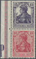 ** Deutsches Reich - Zusammendrucke: 15+10 Pfg. In Seltener Farbe Dunkelrosarot (Mi.Nr. 86 II F), Postf - Zusammendrucke