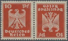 ** Deutsches Reich - Zusammendrucke: 1925, Deutsches Reich 10 + 10 Pfg. Reichsadler Orangerot Im KEHRDR - Zusammendrucke