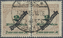 O/ Deutsches Reich - Dienstmarken: 1923, 2 Milliarden Schlangenaufdruck Im Waagerechten Paar, Linke Mar - Servizio