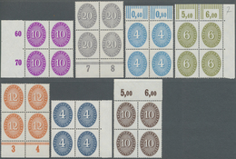 ** Deutsches Reich - Dienstmarken: 1927/1933, 3 Pf Ocker Bis 10 Pf Siena (ohne 120/22) Je Im 4er-Block - Dienstzegels
