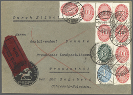 Br Deutsches Reich - Dienstmarken: 1927, 10 Pfg. (8), 8 Pfg. Und 4 Pfg. Strohhutmuster Als Portogerecht - Dienstzegels