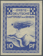 * Deutsches Reich - Halbamtliche Flugmarken: 1913, 10 Pfg. Kobalt, Zeppelinflugtage Düsseldorf, UNGEZÄ - Airmail & Zeppelin