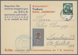 Br Deutsches Reich - Halbamtliche Flugmarken: Dela-Ballonmarke 30 Pfg. Rot Auf Mattkobalt Mit Abart "D - Luchtpost & Zeppelin