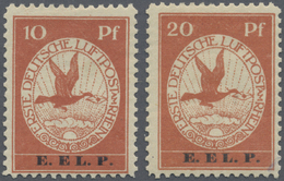 * Deutsches Reich - Halbamtliche Flugmarken: 1912, 10 Und 20 Pfg. E.EL.P. Je Ungebraucht Mit Sauberer - Airmail & Zeppelin